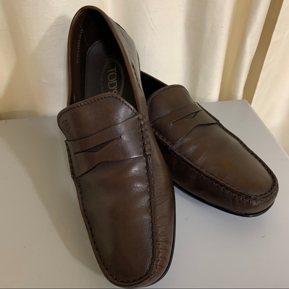 Tod’s Driving Moccasins in Brown Calf Leather 8